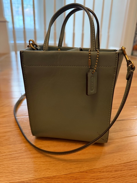 Coach Handbags - Coach Olive Leather Mini Crossbody Tote in Sage Green